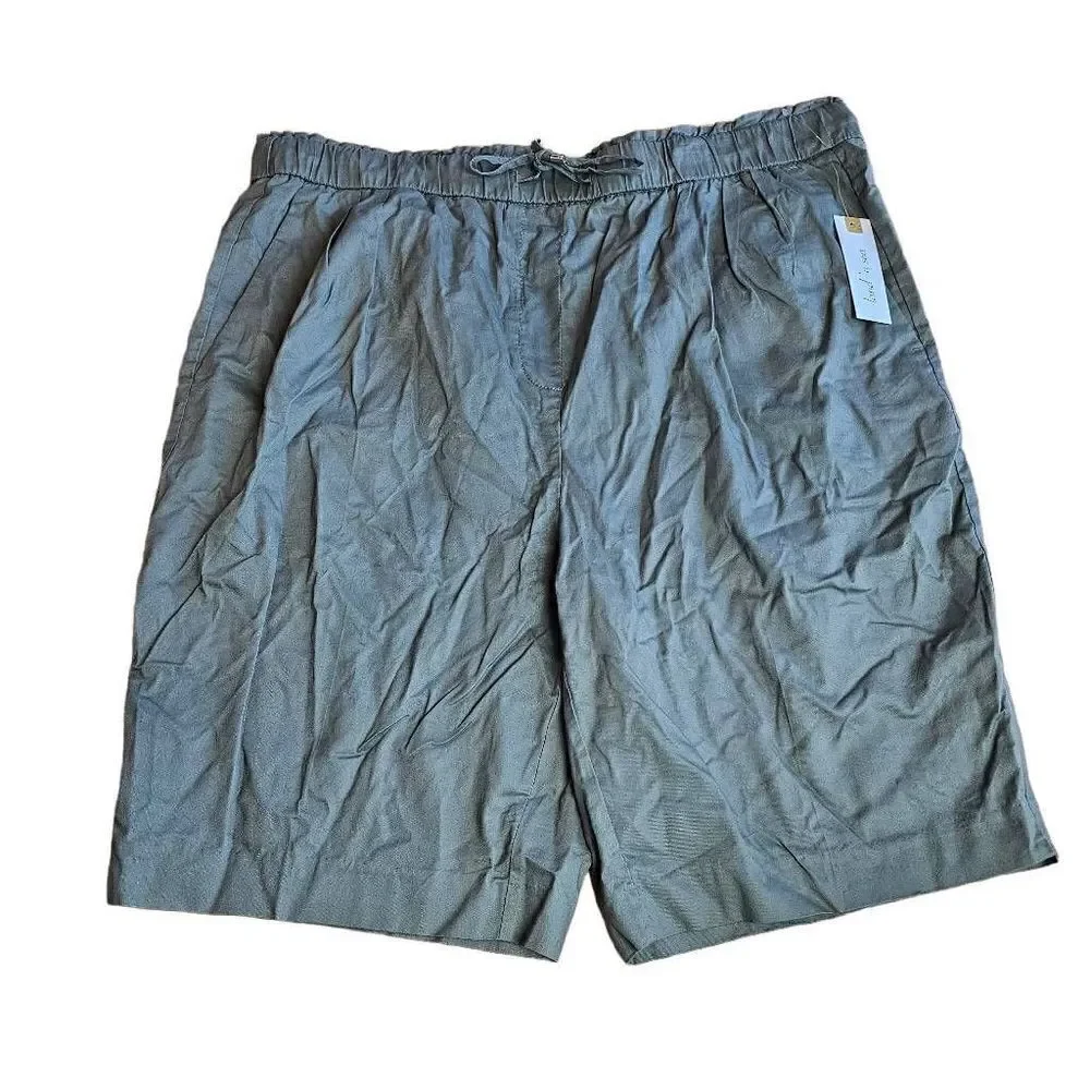 Land n sea womens Sz 18 olive Bermuda pull on shorts